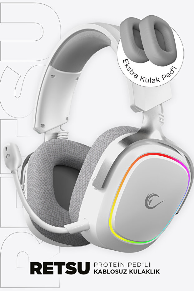 RETSU Triple Mode (Kablosuz/Bluetooth/2.4G) Protein Deri Extra Pad Oyuncu Kulaklığı