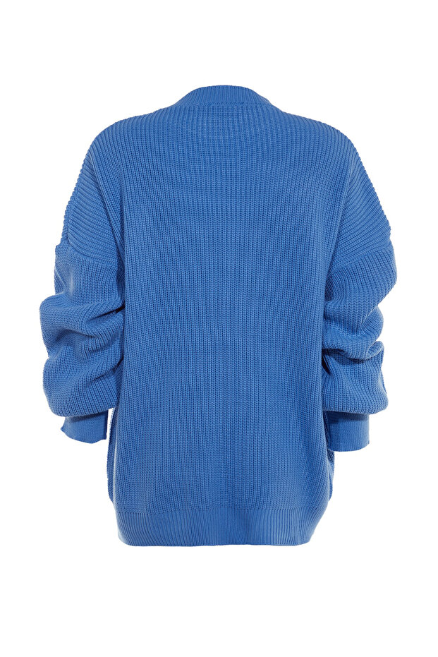 Blauer Basic-Strickpullover mit weitem Schnitt TWOAW23KZ01448 - 8
