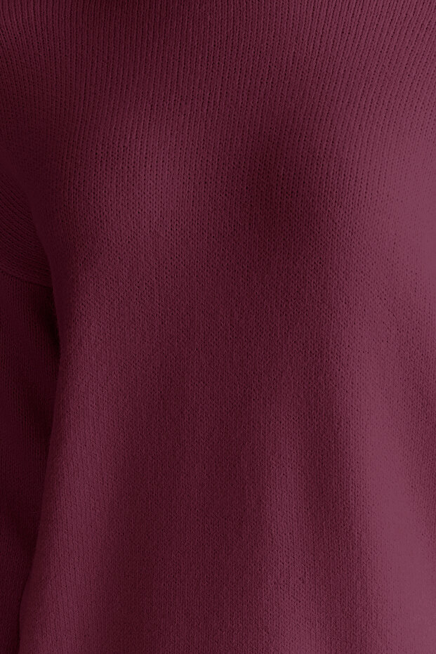 Bordo Geniş Kalıp Yumuşak Dokulu Triko Kazak TWOAW25KZ00168 - 5