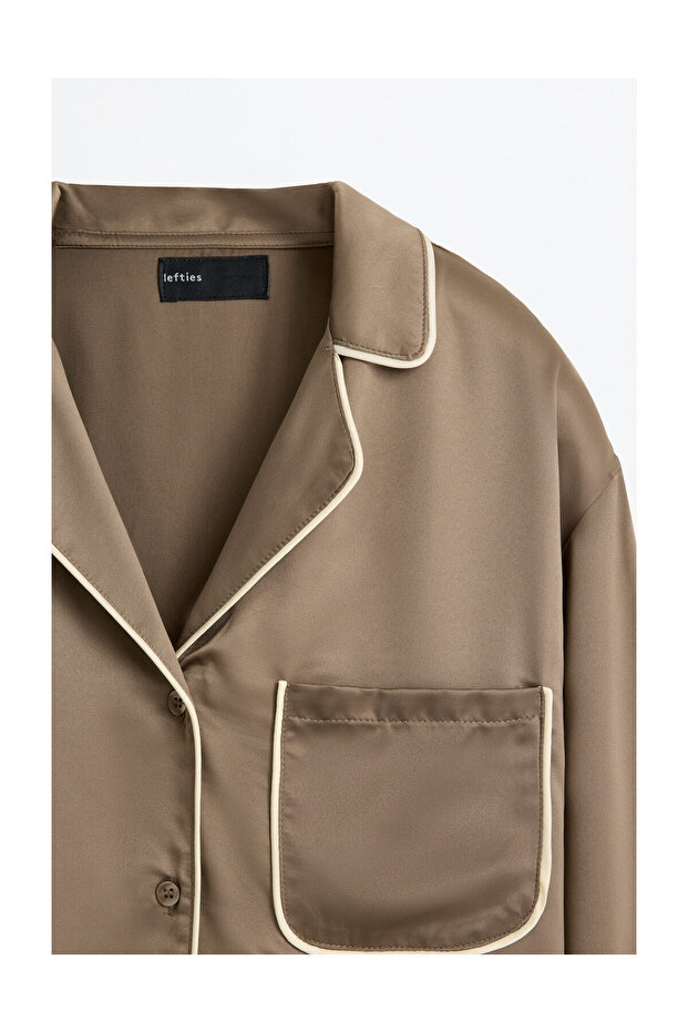 PIŻAMA DAMSKA SATYNOWA KOSZULA M/L SPODNIE L - 9