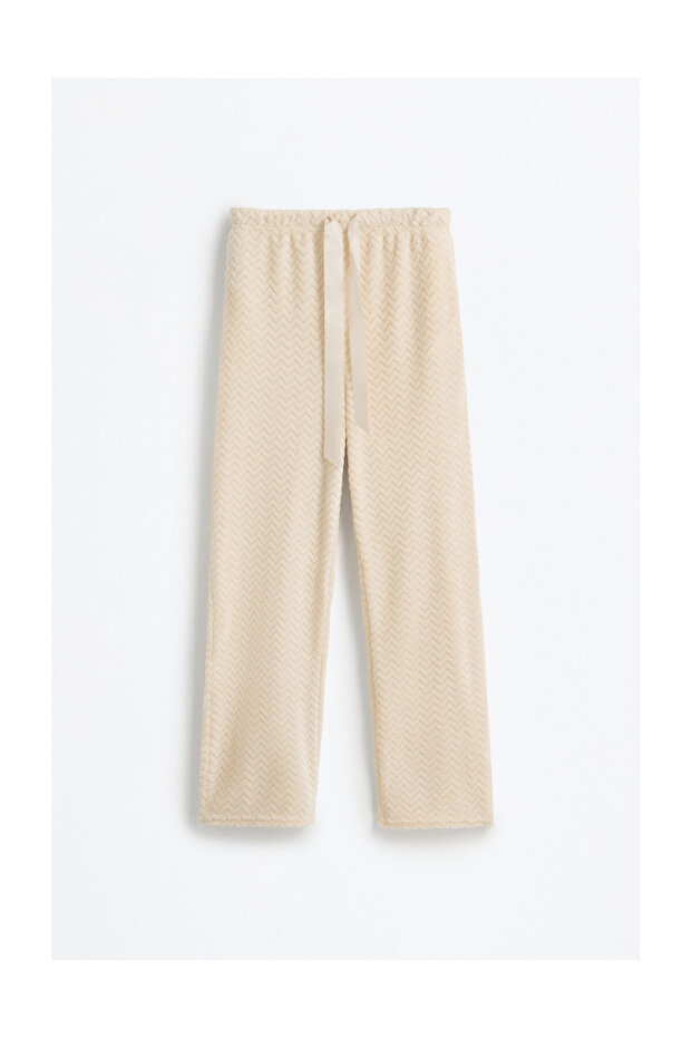 Női puha, halszálka mintás, bolyhos pizsama szett - 7