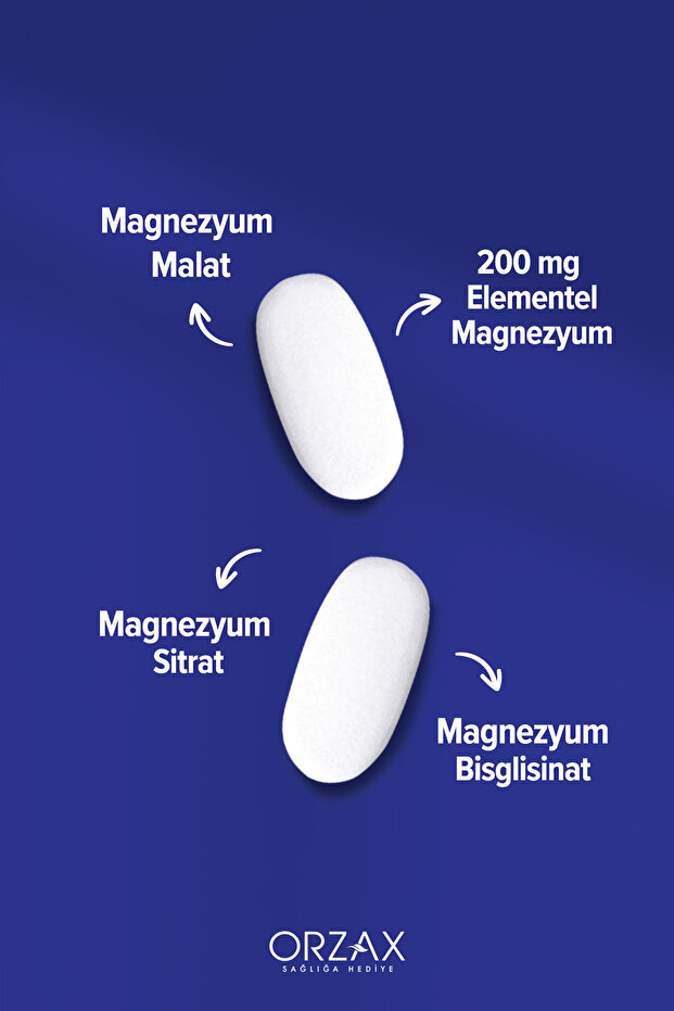 ExtraMag Üçlü Kombinasyon Magnezyum 200 mg Takviye Edici Gıda 60 Tablet - 3