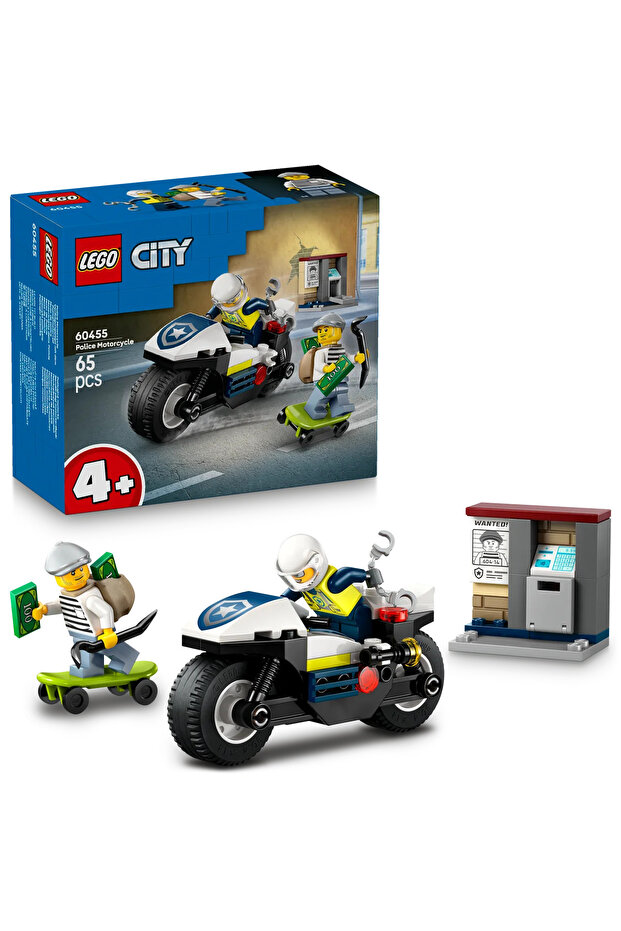 ® City Polis Motosikleti Takibi 60455 - 4+ Çocuklar için Yaratıcı Oyuncak Yapım Seti (65P) - 1
