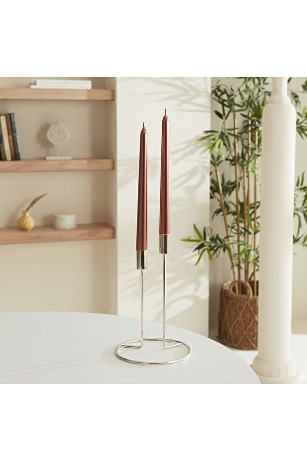 2'li Şamdan Mum 24 cm İnci - 1