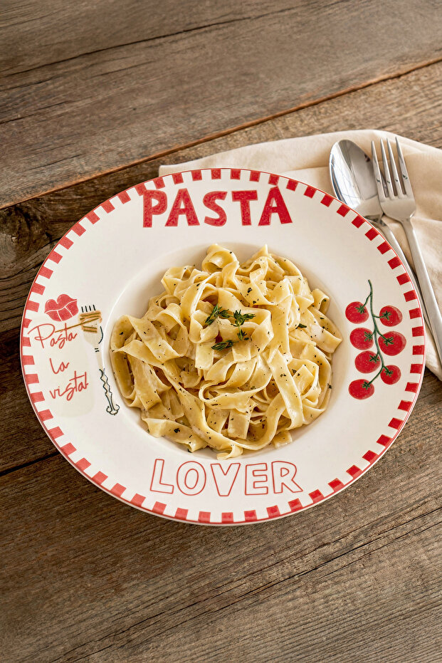 Pasta Lovers Desenli Porselen Makarna Tabağı TPHAW25TBK00004 - 1