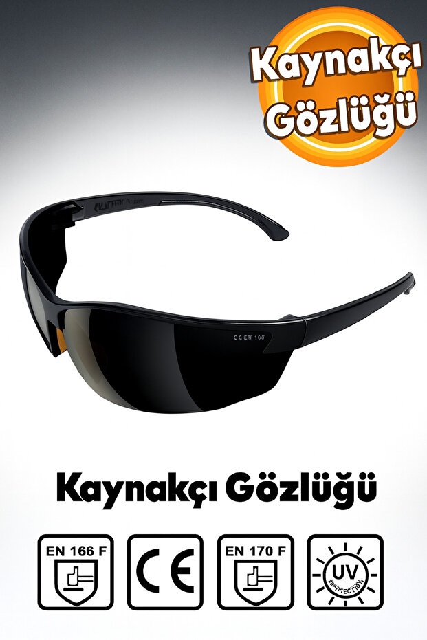 Badem10 Iş Güvenlik Güvenliği Kaynakçı Gözlüğü Uv Koruyucu Silikonlu Gözlük S1100 Siyah Ürünleri