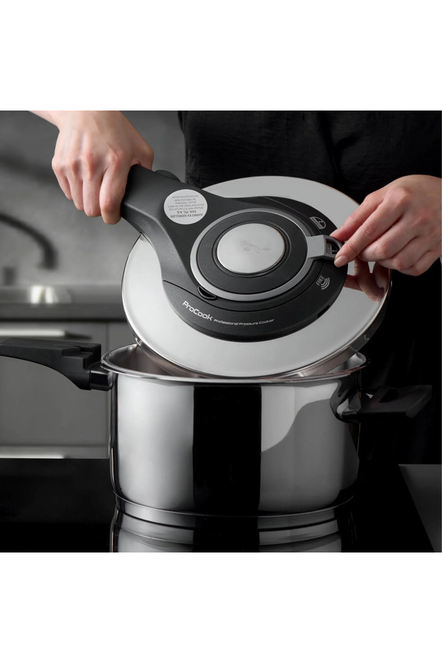 Procook 6 Litre Siyah Açık Gri Paslanmaz Çelik Düdüklü Tencere - 4