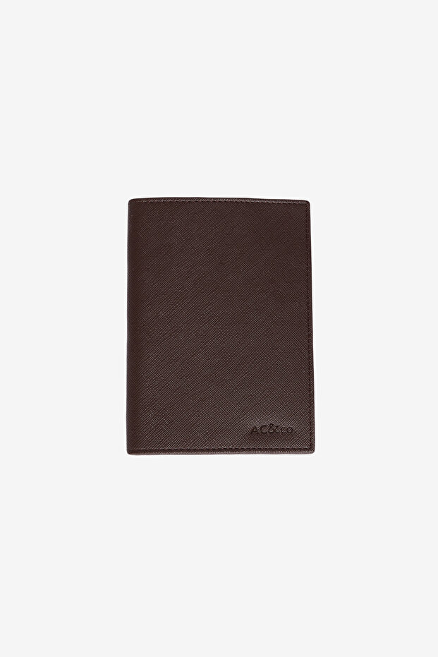 Men's Brown Gift Boxed Faux Leather Handmade Passport Holder with Card Compartment