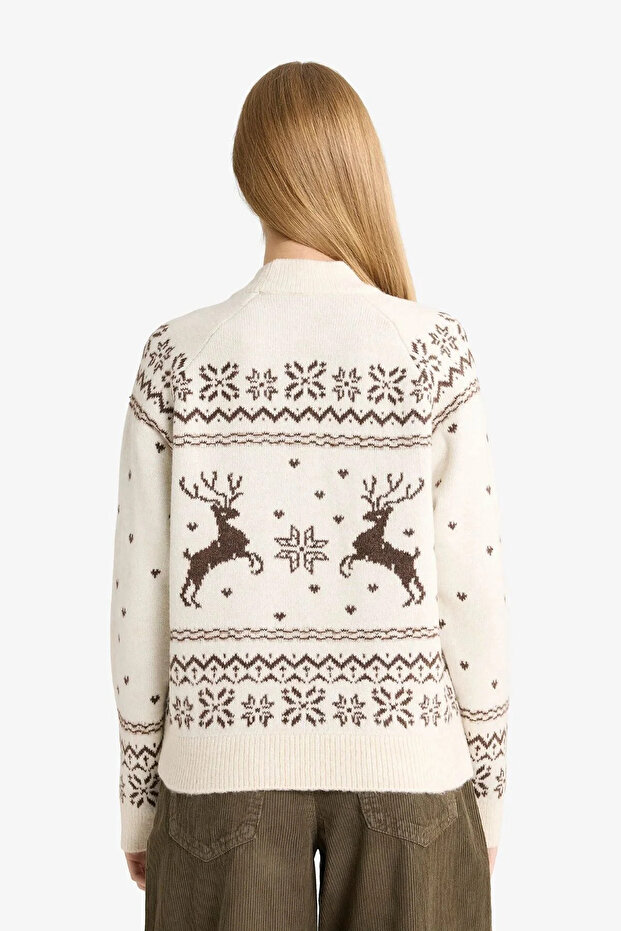 New Year Themed Regular Fit Crew Neck Knitwear Sweater F6482Ax25Cw - 5