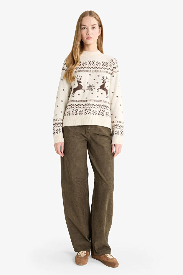 New Year Themed Regular Fit Crew Neck Knitwear Sweater F6482Ax25Cw - 2