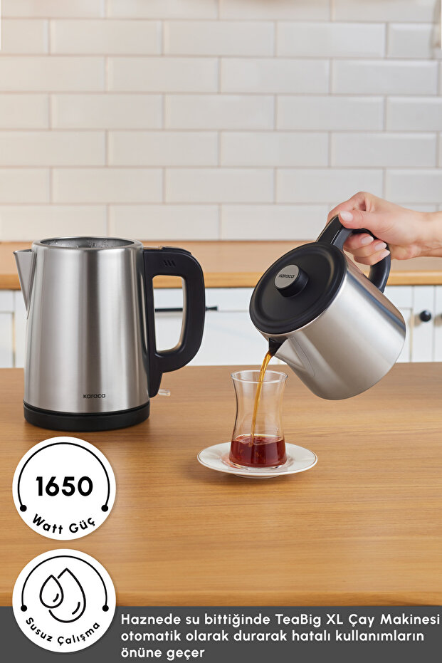 TeaBig XL 35 Çay Bardağı Kapasiteli 2 in 1 Çelik Çay Makinesi ve Su Isıtıcı Inox - 5