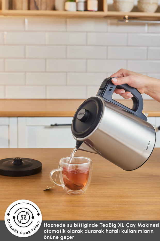 TeaBig XL 35 Çay Bardağı Kapasiteli 2 in 1 Çelik Çay Makinesi ve Su Isıtıcı Inox - 7