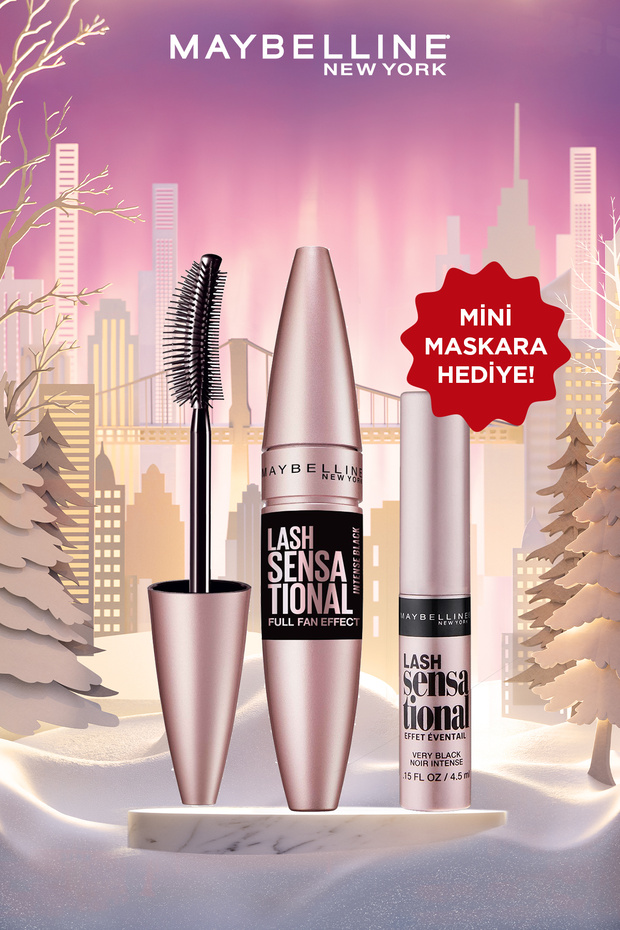 Maybelline New York Maybelline Lash Sensational Maskara Intense Black Siyah & Mini Lash Sensational Maskara