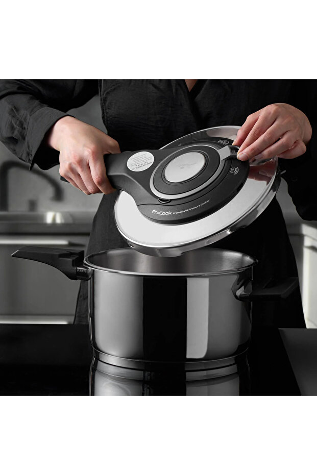 Procook 6 Litre Siyah Açık Gri Paslanmaz Çelik Düdüklü Tencere - 3