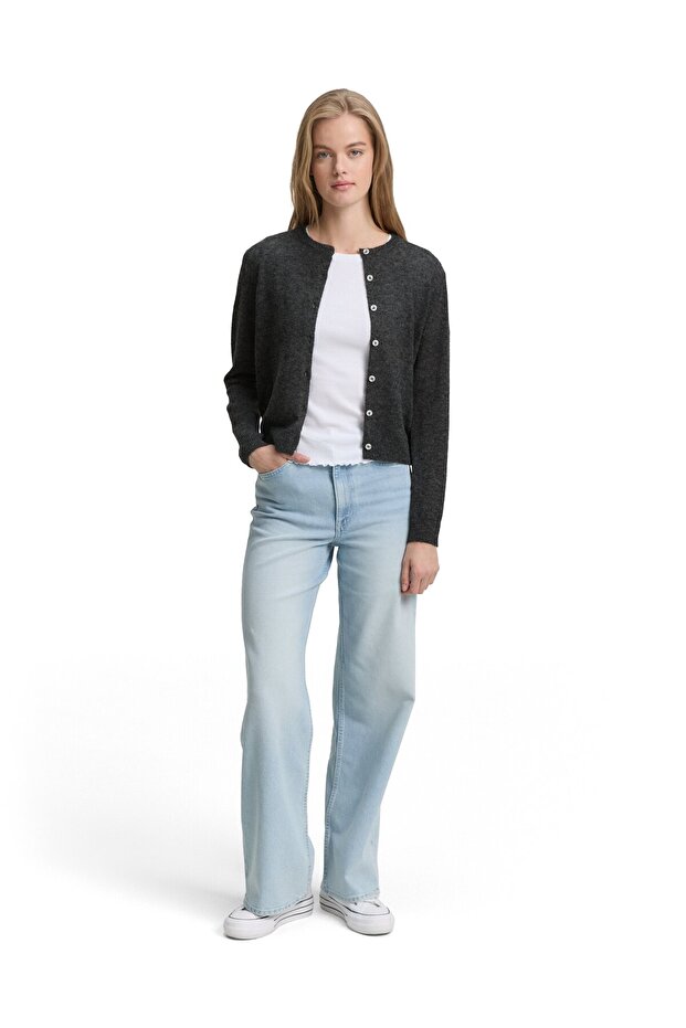 weicher Rundhals-Cardigan Basic - 1