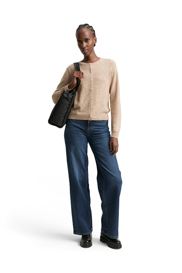 soft crew neck cardigan basic - 1