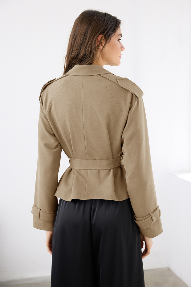 Vizon Premium Dokuma Crop Blazer Ceket TWOSS24BC00010 - 5