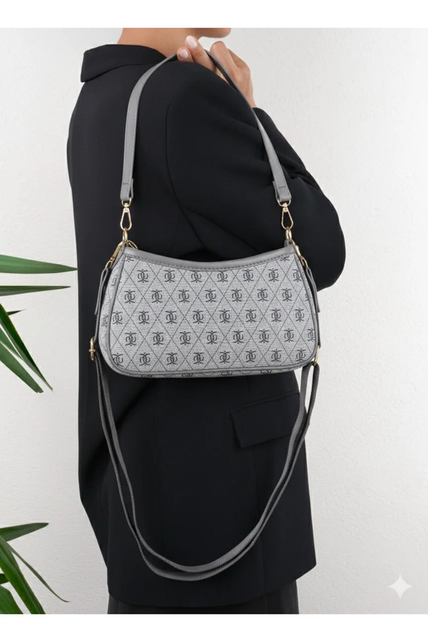 Farme Monogram Siyah Çapraz Çanta - 5