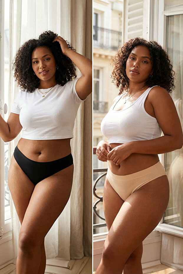 Siyah-Ten 2'li Paket Seamless Tanga TBBAW26CM00015 - 1