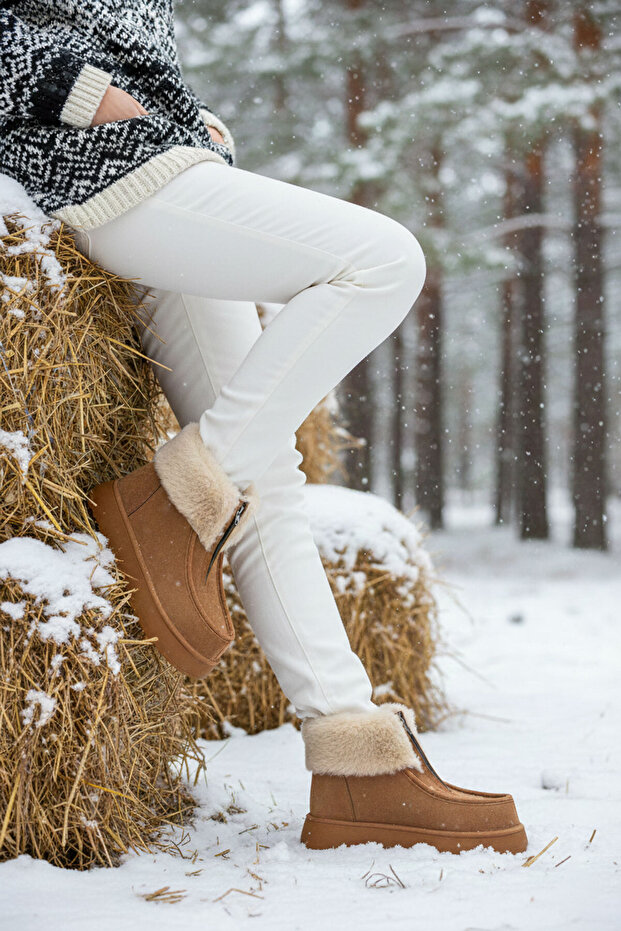 Taba Süet Kadın Bot & Bootie 21086 - 2