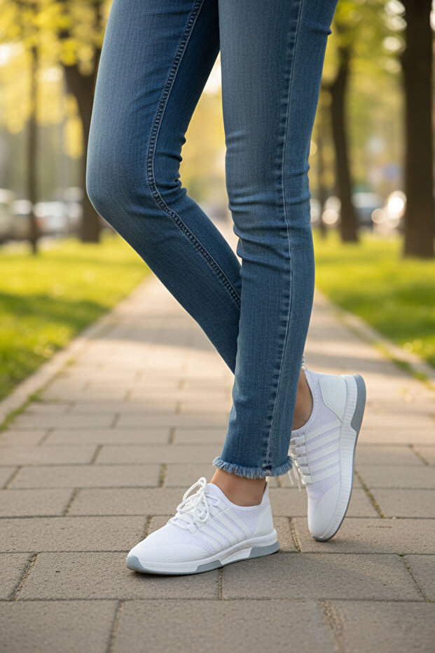 Women's White Sneakers 16278