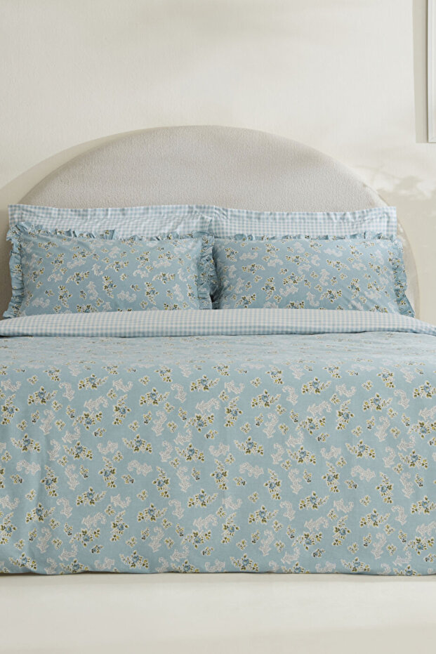 Carlo 100% Cotton Double Duvet Cover Set Blue