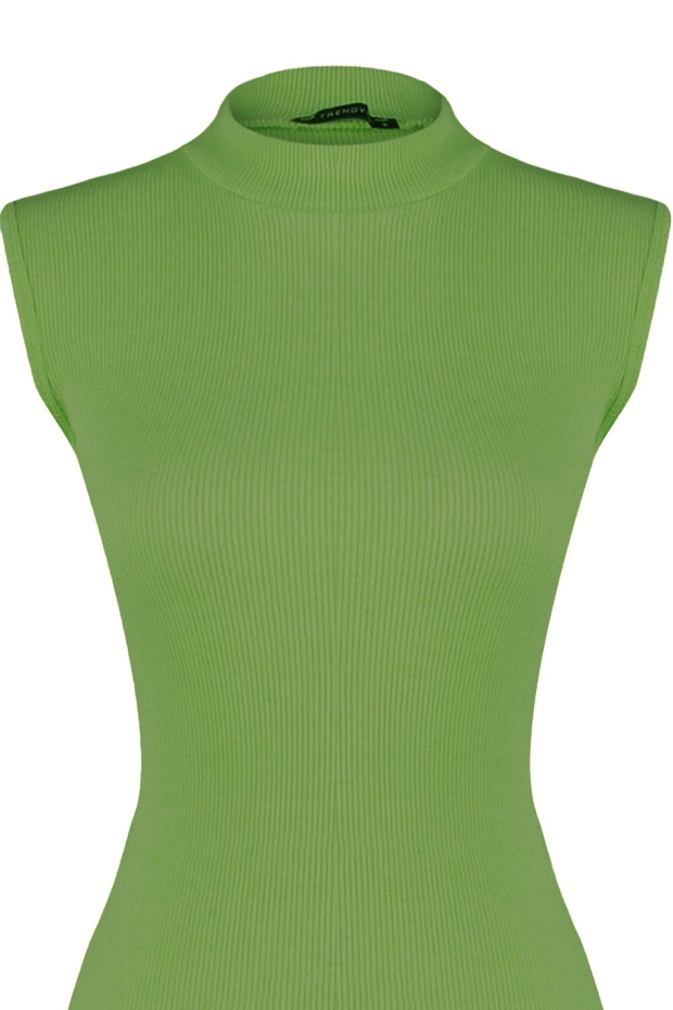 Lime Kolsuz Bisiklet Yaka Vücuda Oturan Esnek Mini Örme Kalem Elbise TWOSS22EL2819 - 7
