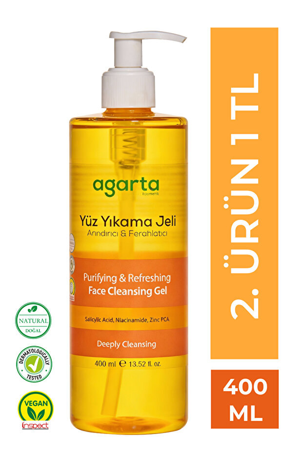 Agarta Tüm Cilt Tipleri Için Doğal Arındırıcı Yüz Yıkama Jeli Hassas 400 ml