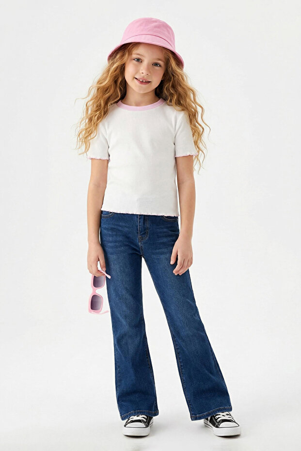 Ecru Girl's Knitted T-Shirt Tkdss25Ts00024