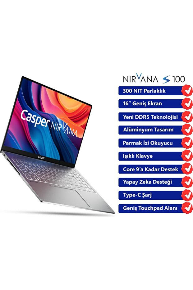 Nirvana S100 300NIT i7-13620H 32GB DDR5 2TB SSD 16" Freedos Laptop S100.1362-DX00X-G-F - 3