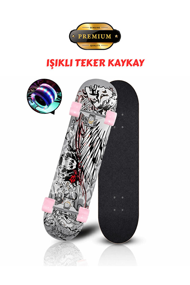 CANSPORT Can Sport Profesyonel Zımparalı Silikon Tekerli Işıklı Kaykay