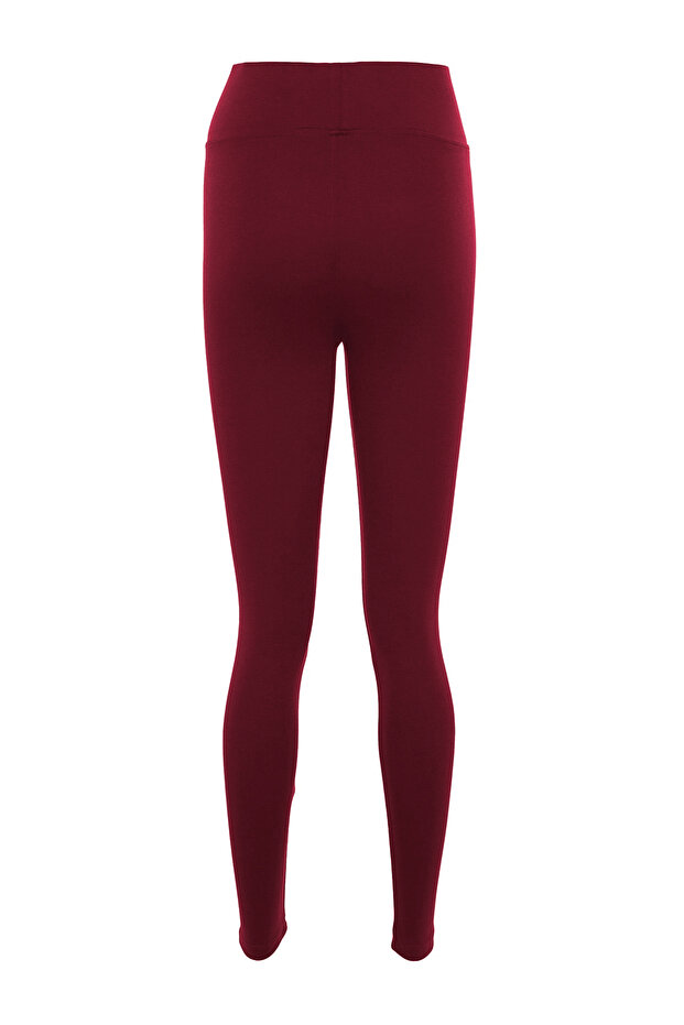 Bordo Toparlayıcı Beli Lastikli Yüksek Bel Esnek Örme Tayt TWOAW20TA0087 - 17