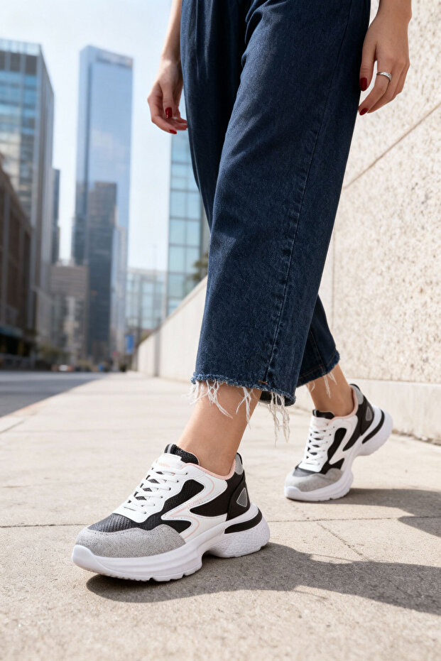 White-Black-Powder Women's Sneaker 20834