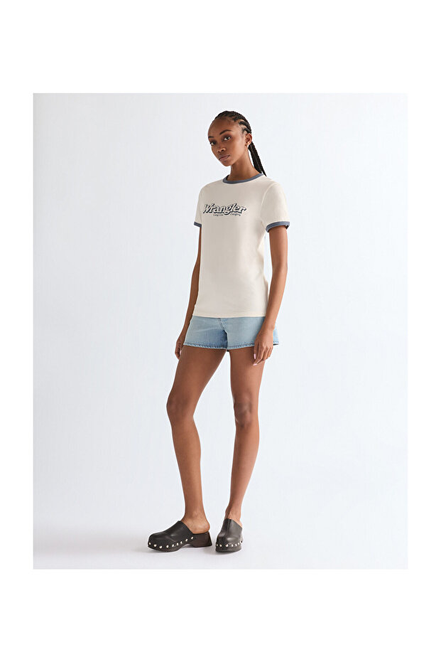 Kobieta RINGER TEE WORN WHITE - 2