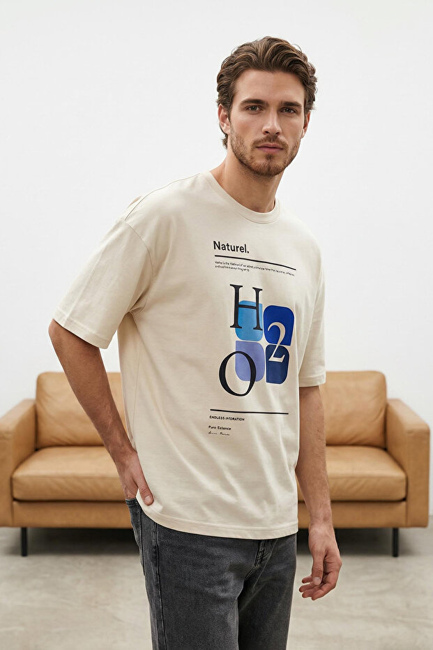 Taş Oversize/Geniş Kesim %100 Pamuklu Ön Baskılı T-Shirt TMNSS25TS00124 - 2