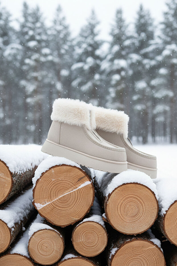 Bej Süet Kadın Bot & Bootie 21086 - 3