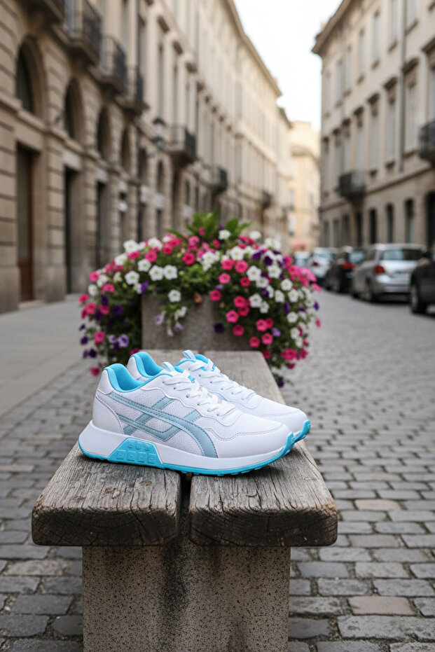 Weiß-Blauer Damen-Sneaker 20654 - 2
