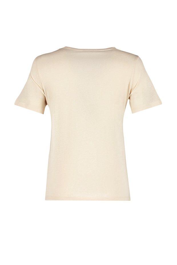 Açık Bej %100 Pamuk Basic Bisiklet Yaka Örme T-Shirt TWOSS23TS00000 - 8