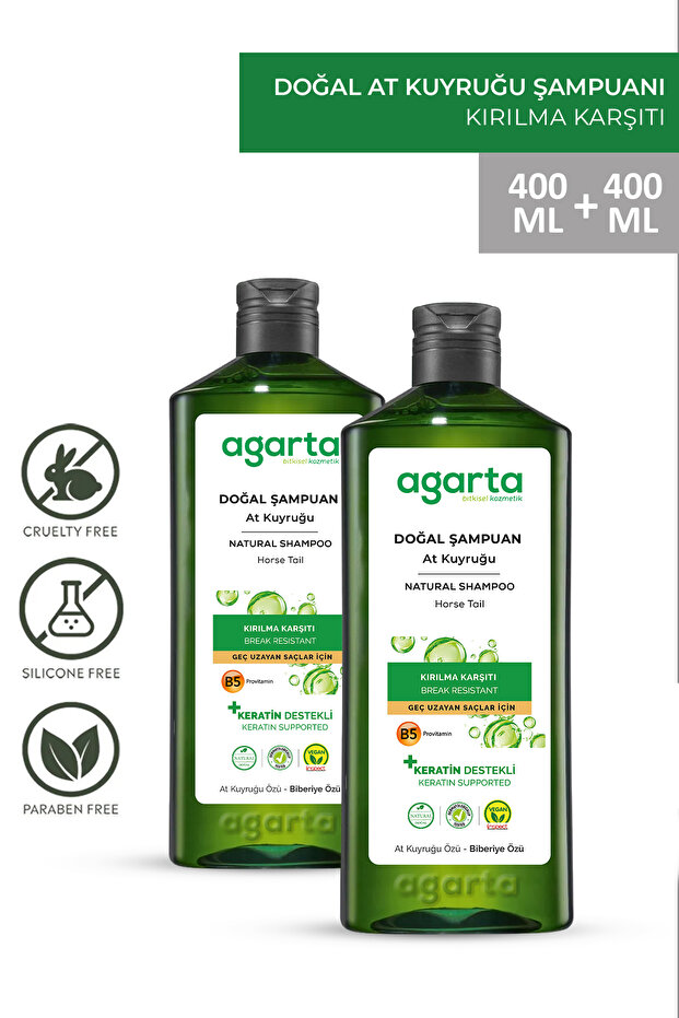2 Adet Doğal At Kuyruğu Özlü Tuzsuz Şampuan 400 ml - 1