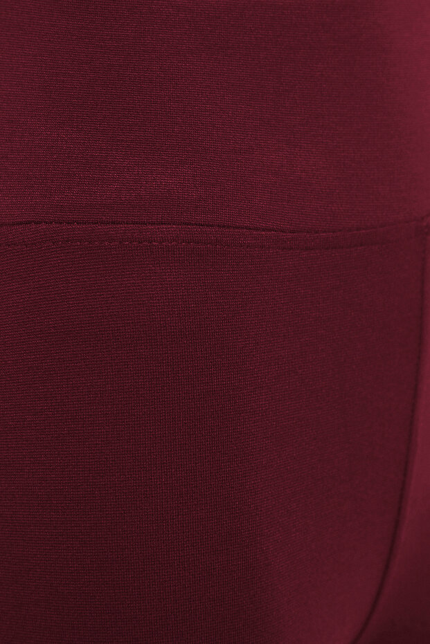Bordo Toparlayıcı Beli Lastikli Yüksek Bel Esnek Örme Tayt TWOAW20TA0087 - 15