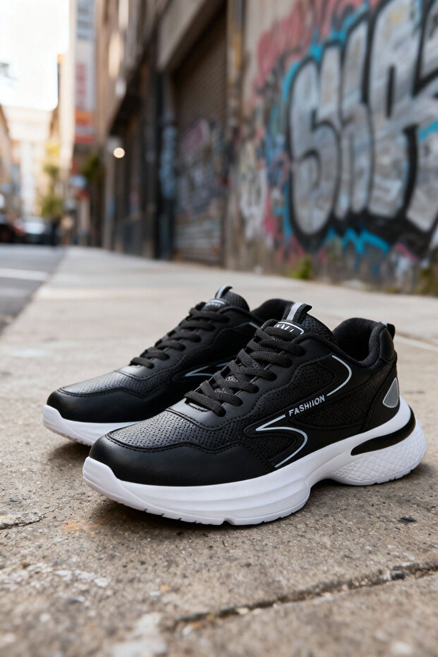 Czarno-białe damskie trampki 20834 - 2