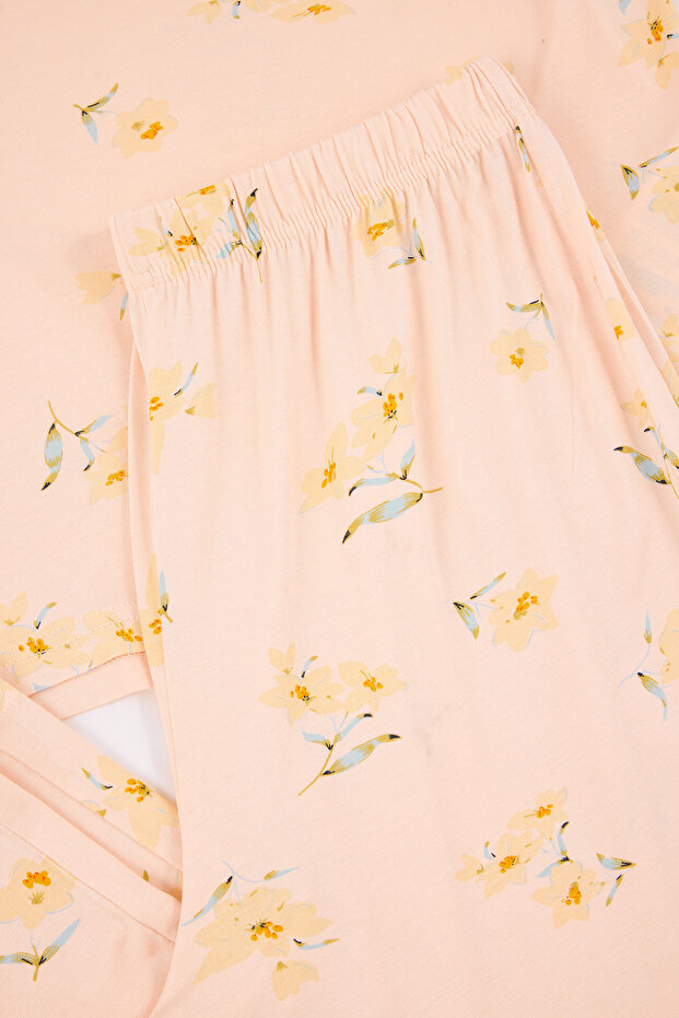 Somon Çiçekli Örme Pijama Takımı THMSS26PT00023 - 6