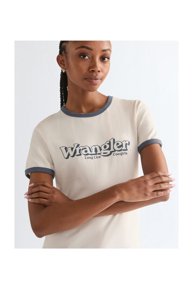 Kobieta RINGER TEE WORN WHITE - 4