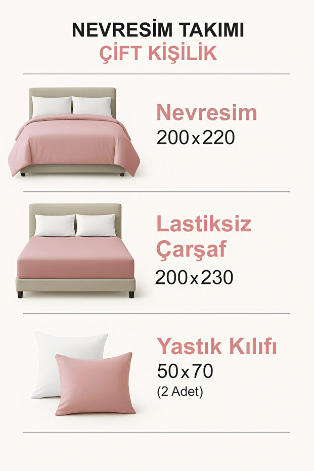Çift Kişilik Kolay Ütülenebilir Nevresim Takımı TPHSS25CKN00015 - 3