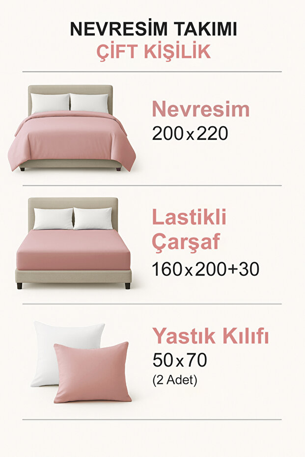Çift Kişilik Pötikare Desenli Lastikli Çarşaflı Nevresim Takımı 200x220cm TPHSS25CKN00003 - 5