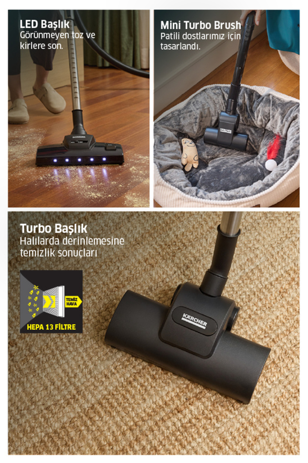 VCC 6 CycloneX DualControl Pet+ Toz torbasız Turbo ve LED Başlıklı Süpürge - 4