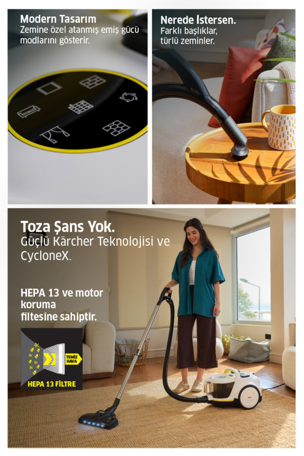 VCC 6 CycloneX DualControl Pet+ Toz torbasız Turbo ve LED Başlıklı Süpürge - 3