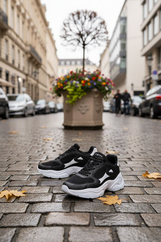 Siyah-Beyaz-Mavi Kadın Sneaker 18147 - 3