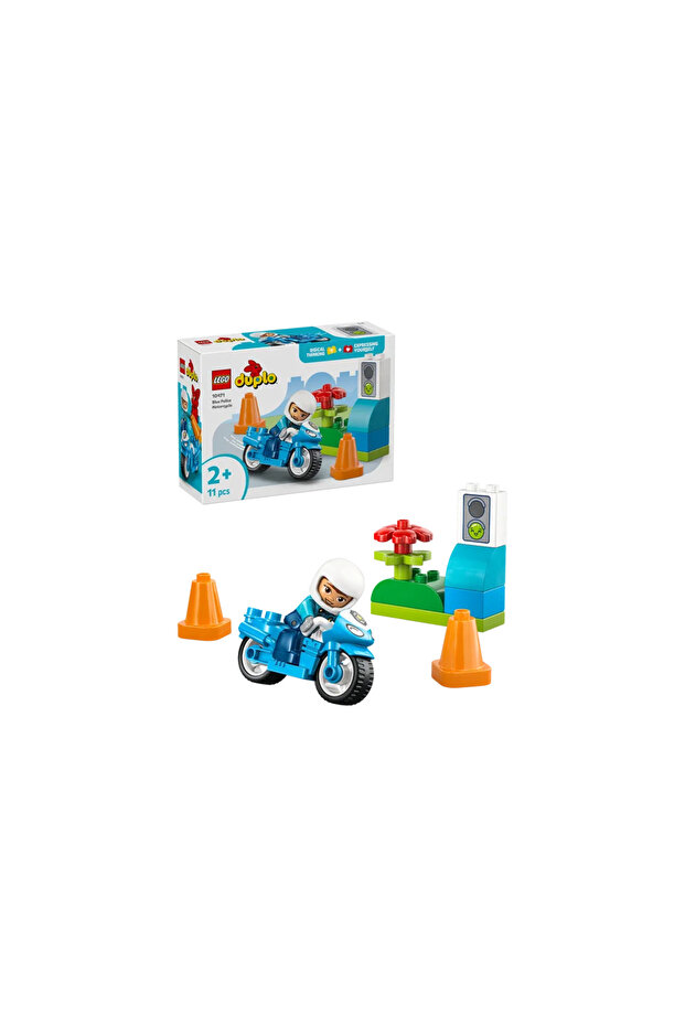 ® DUPLO® Kasabası Mavi Polis Motosikleti 10471 - 2 Yaş Üzeri için Oyuncak Yapım Seti (11 Parça)