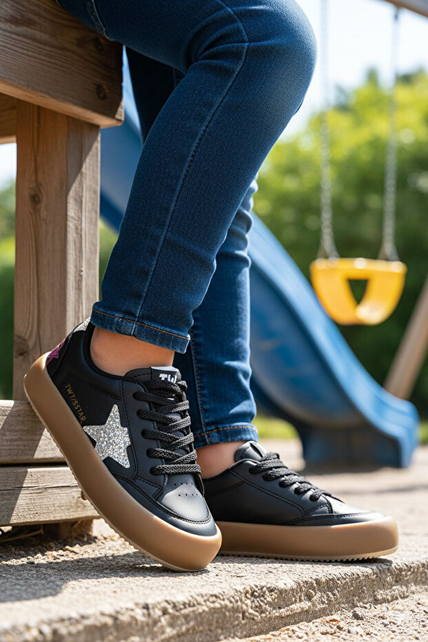 Black-Fuchsia Kids Unisex Sneaker 20837